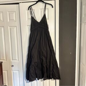 Zara Black Linen Maxi Dress LARGE